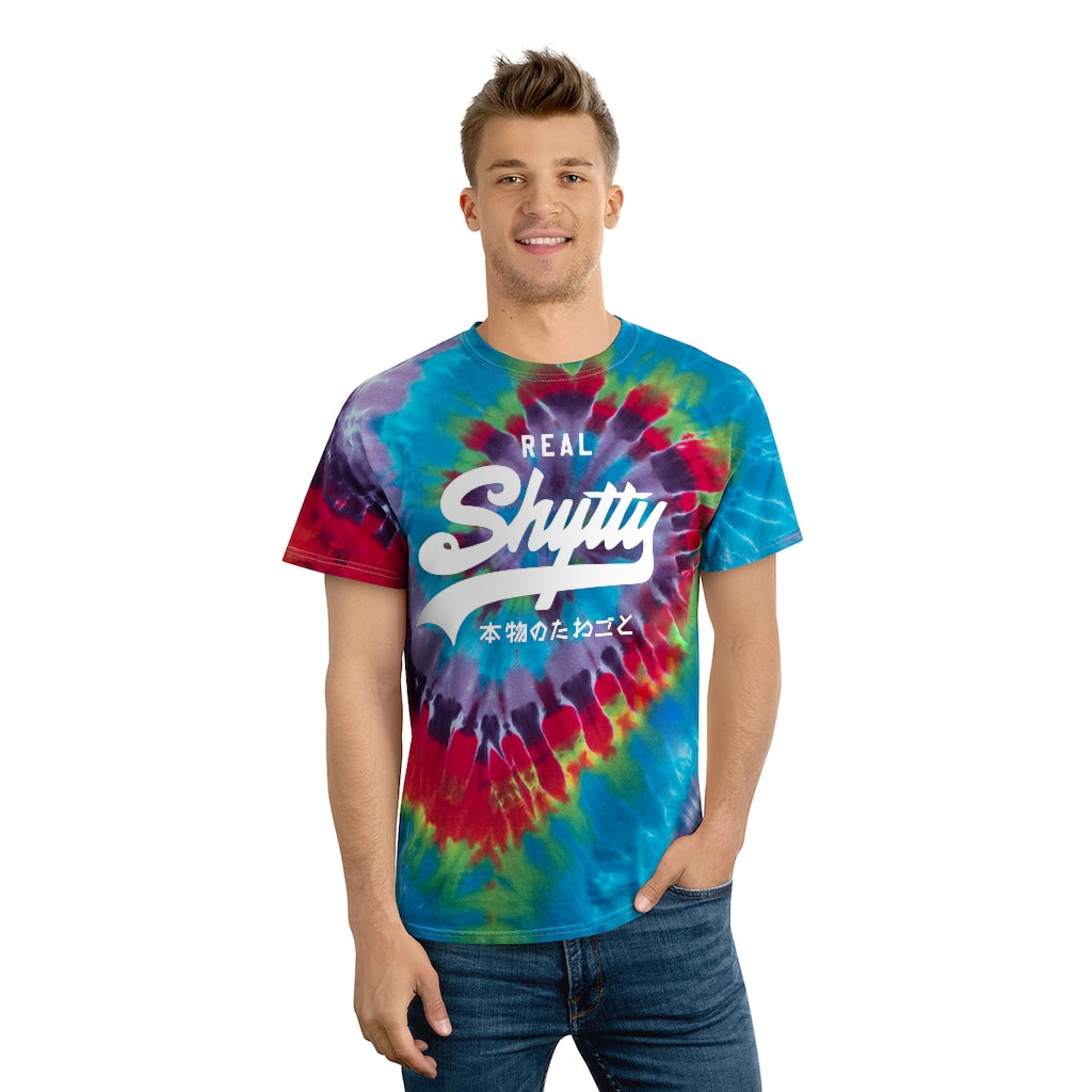 Real Shytty Tie-Dye Tee, Spiral / Solid White Logo