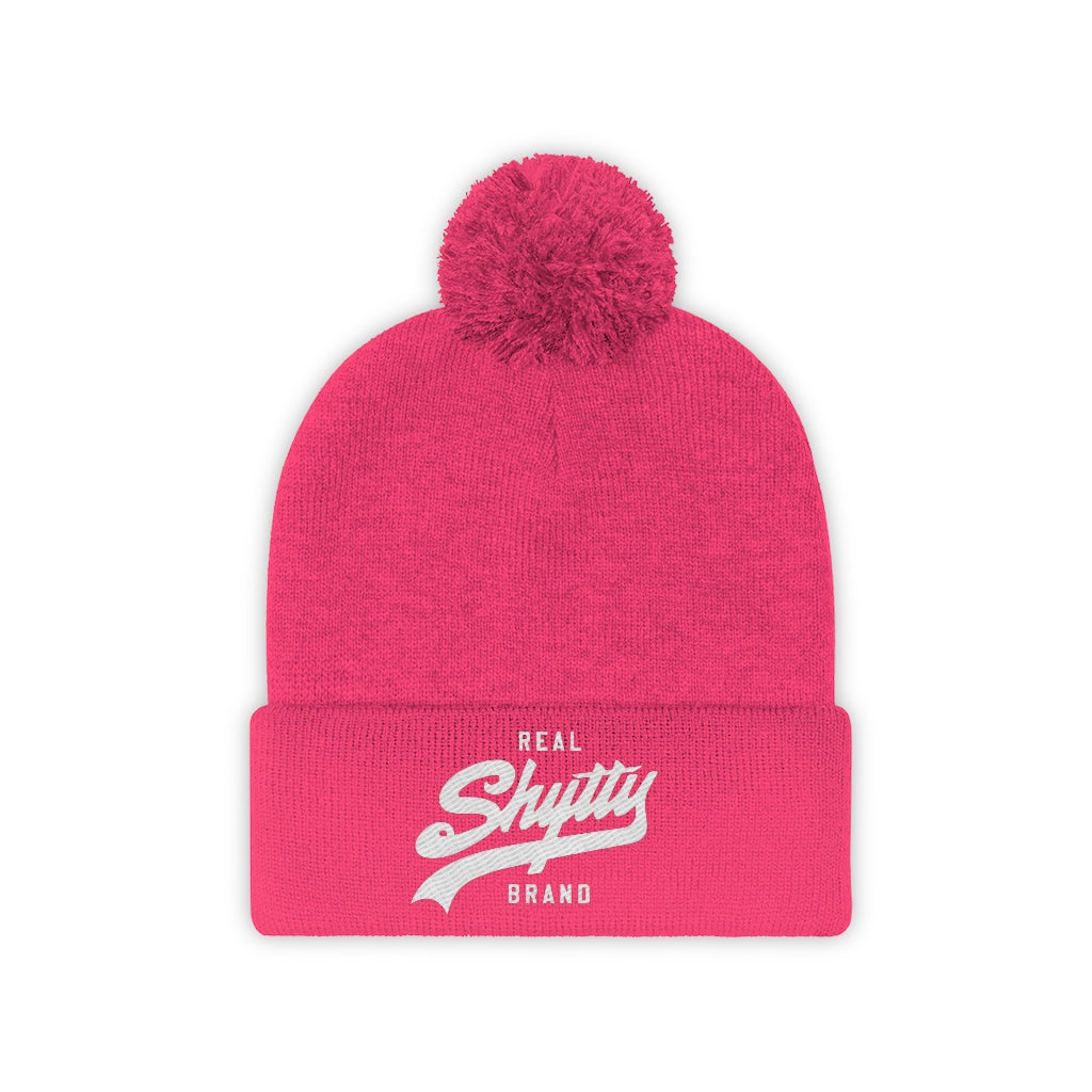 "Real Shytty" Poof Ball Beanie - Yellow Logo