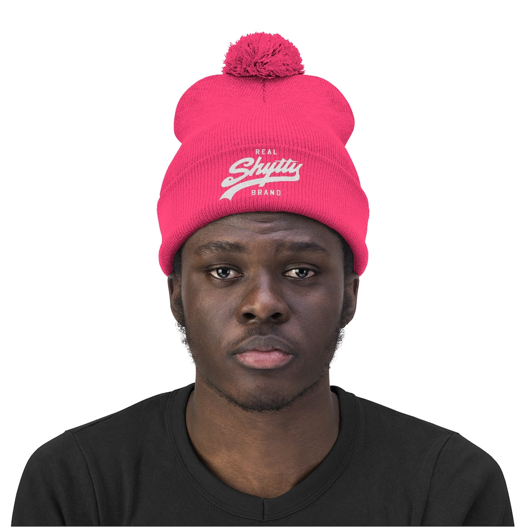 "Real Shytty" Poof Ball Beanie - Yellow Logo