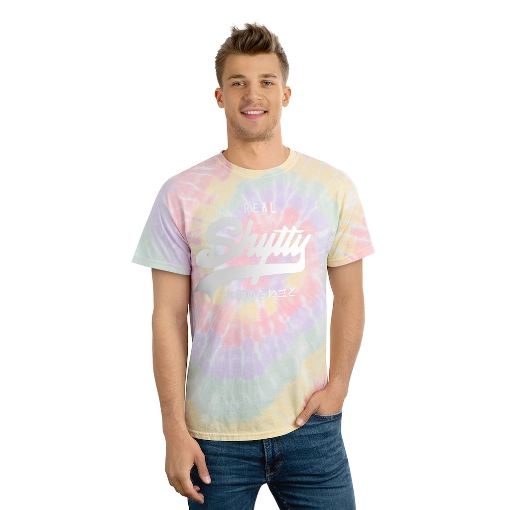 Real Shytty Tie-Dye Tee, Spiral / Solid White Logo