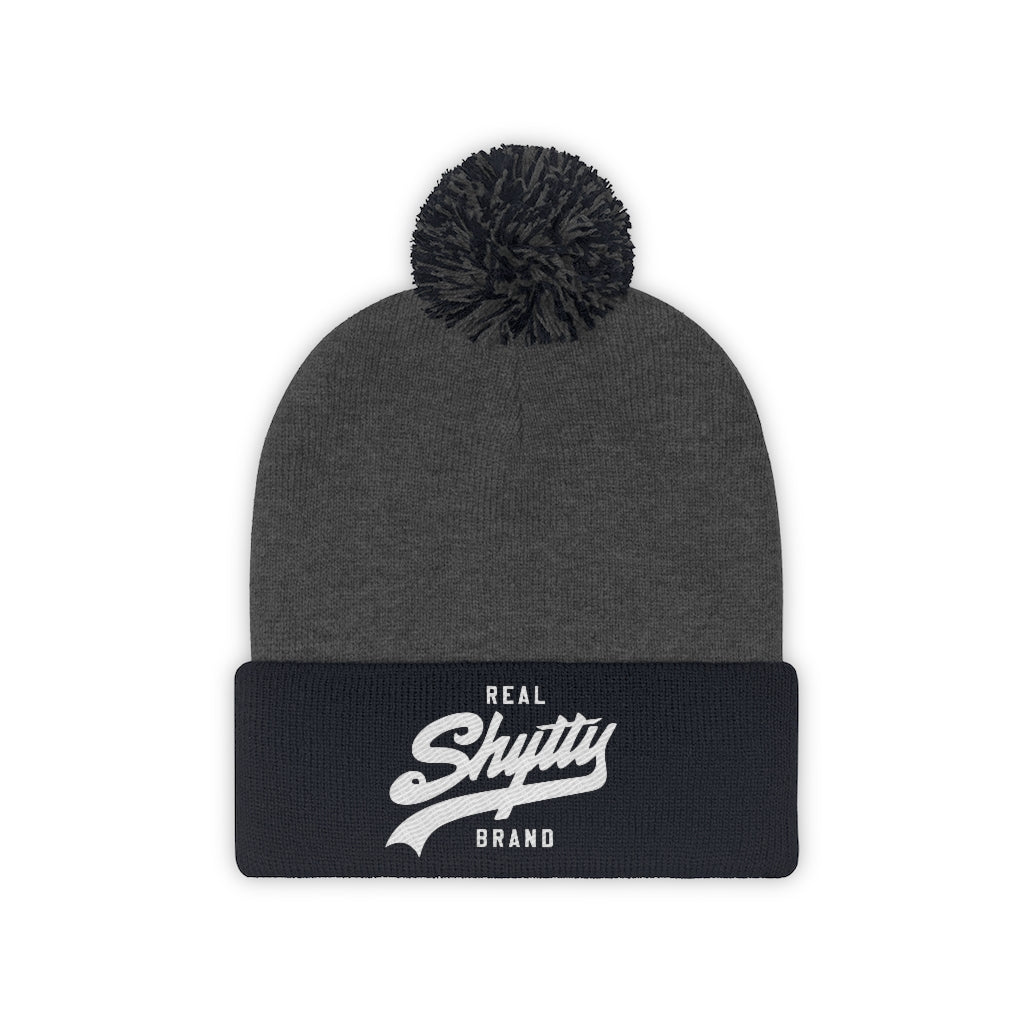 "Real Shytty" Poof Ball Beanie - Yellow Logo